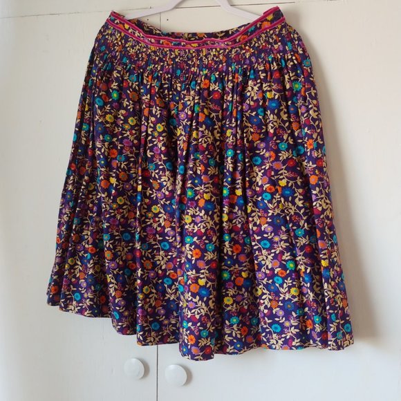 Dolce & Gabbana Purple Floral Pleated Flare Cotton Skirt SZ 42/28/US 6 - Picture 1 of 10